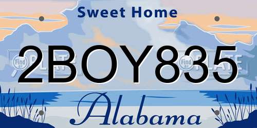 2BOY835 Alabama License Plate
