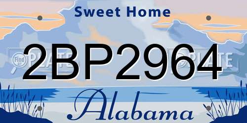 2BP2964 Alabama License Plate