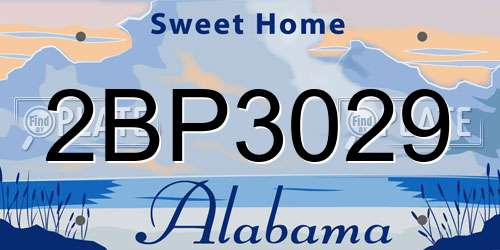 2BP3029 Alabama License Plate