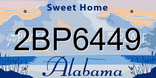 2BP6449 Alabama License Plate