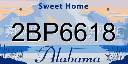 2BP6618 Alabama License Plate