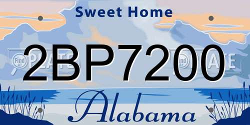 2BP7200 Alabama License Plate
