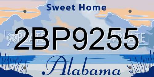 2BP9255 Alabama License Plate