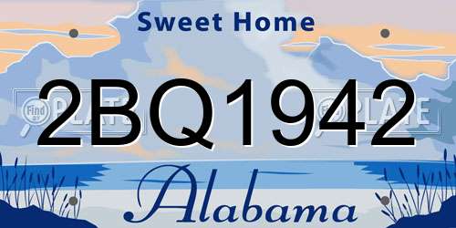 2BQ1942 Alabama License Plate