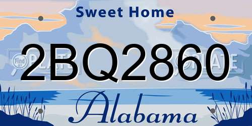 2BQ2860 Alabama License Plate