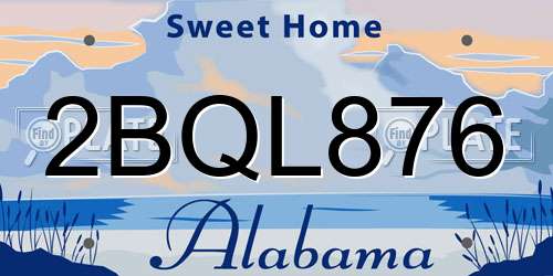 2BQL876 Alabama License Plate