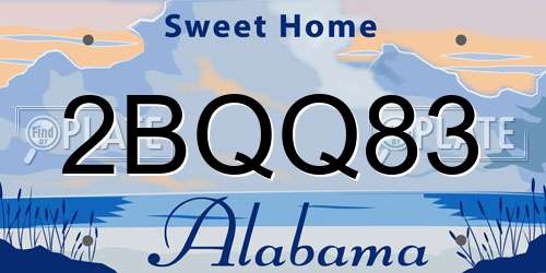 2BQQ83 Alabama License Plate