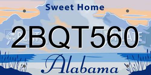 2BQT560 Alabama License Plate