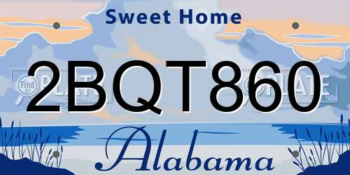 2BQT860 Alabama License Plate
