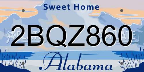 2BQZ860 Alabama License Plate