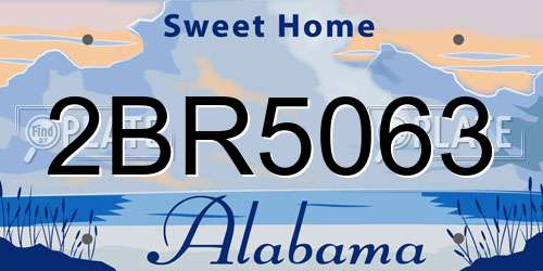 2BR5063 Alabama License Plate