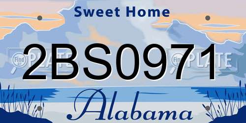 2BS0971 Alabama License Plate