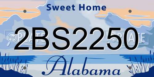 2BS2250 Alabama License Plate