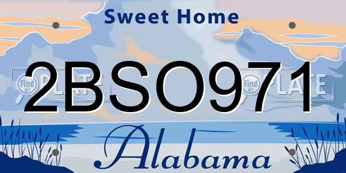 2BSO971 Alabama License Plate