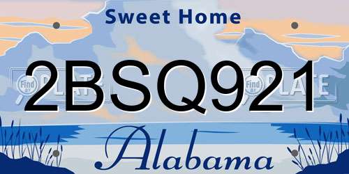 2BSQ921 Alabama License Plate