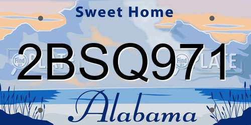 2BSQ971 Alabama License Plate