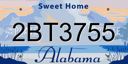 2BT3755 Alabama License Plate