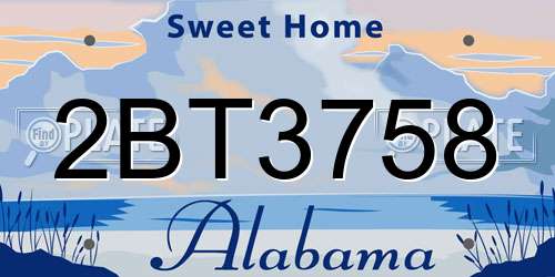 2BT3758 Alabama License Plate