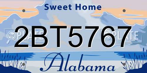 2BT5767 Alabama License Plate