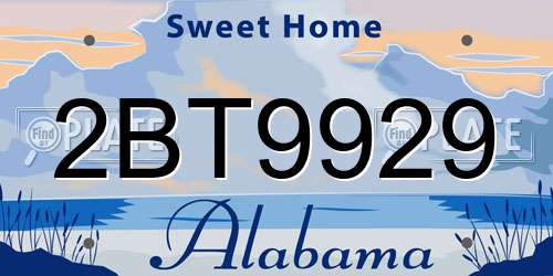 2BT9929 Alabama License Plate