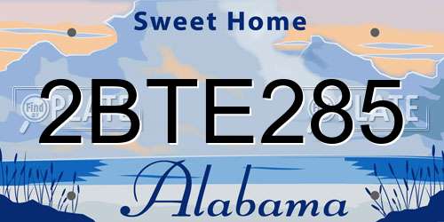 2BTE285 Alabama License Plate