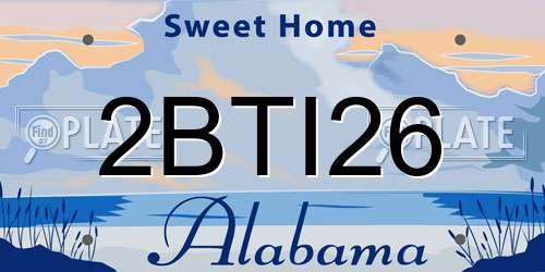 2BTI26 Alabama License Plate
