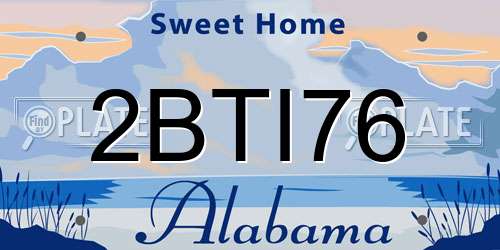 2BTI76 Alabama License Plate