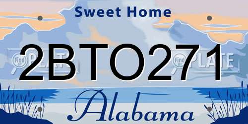 2BTO271 Alabama License Plate