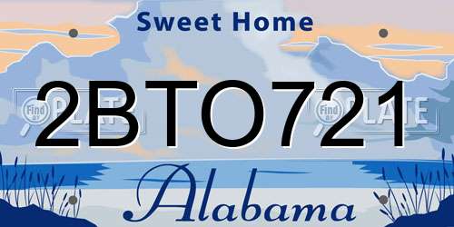 2BTO721 Alabama License Plate