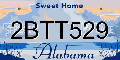 2BTT529 Alabama License Plate