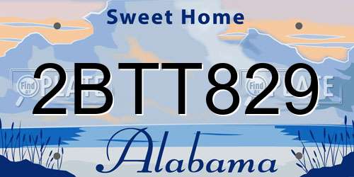 2BTT829 Alabama License Plate