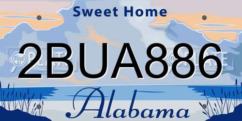 2BUA886 Alabama License Plate