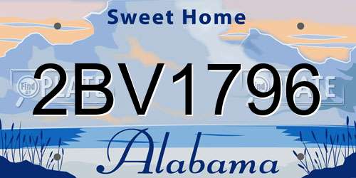2BV1796 Alabama License Plate