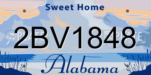 2BV1848 Alabama License Plate