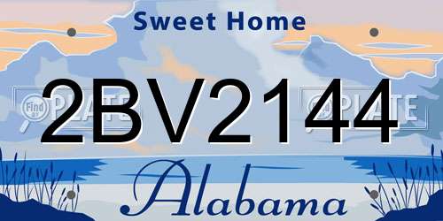 2BV2144 Alabama License Plate