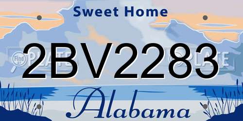 2BV2283 Alabama License Plate