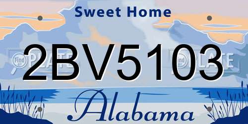 2BV5103 Alabama License Plate