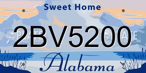 2BV5200 Alabama License Plate