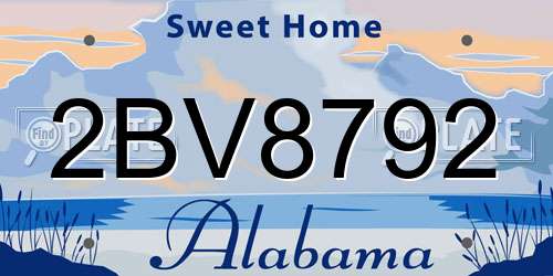 2BV8792 Alabama License Plate
