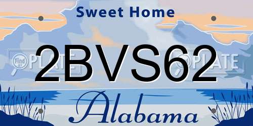 2BVS62 Alabama License Plate