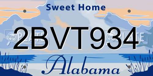 2BVT934 Alabama License Plate