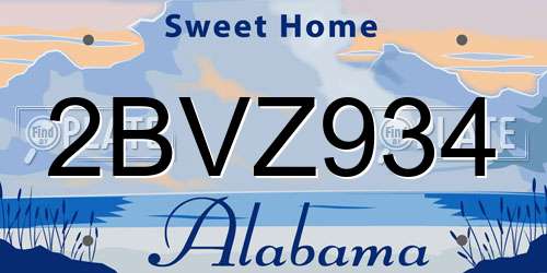 2BVZ934 Alabama License Plate