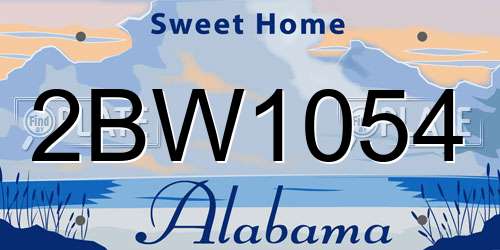 2BW1054 Alabama License Plate