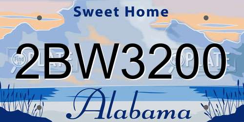 2BW3200 Alabama License Plate