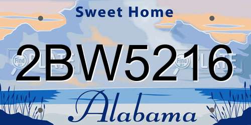 2BW5216 Alabama License Plate