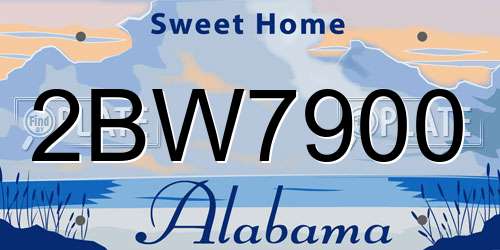 2BW7900 Alabama License Plate