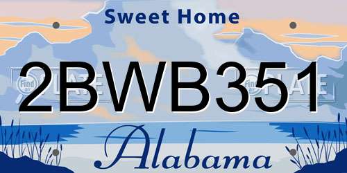 2BWB351 Alabama License Plate
