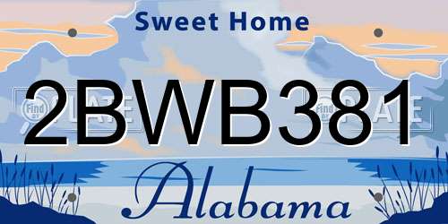 2BWB381 Alabama License Plate