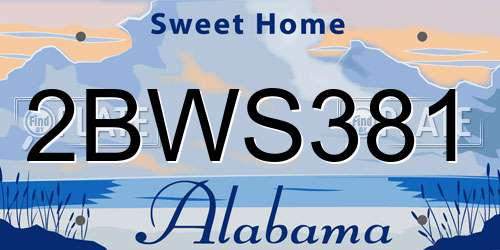 2BWS381 Alabama License Plate