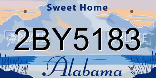 2BY5183 Alabama License Plate